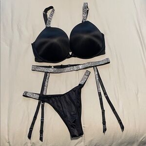 Victoria's Secret Very Sexy Rhinestone Set with Bra, Panty, and Garter Belt